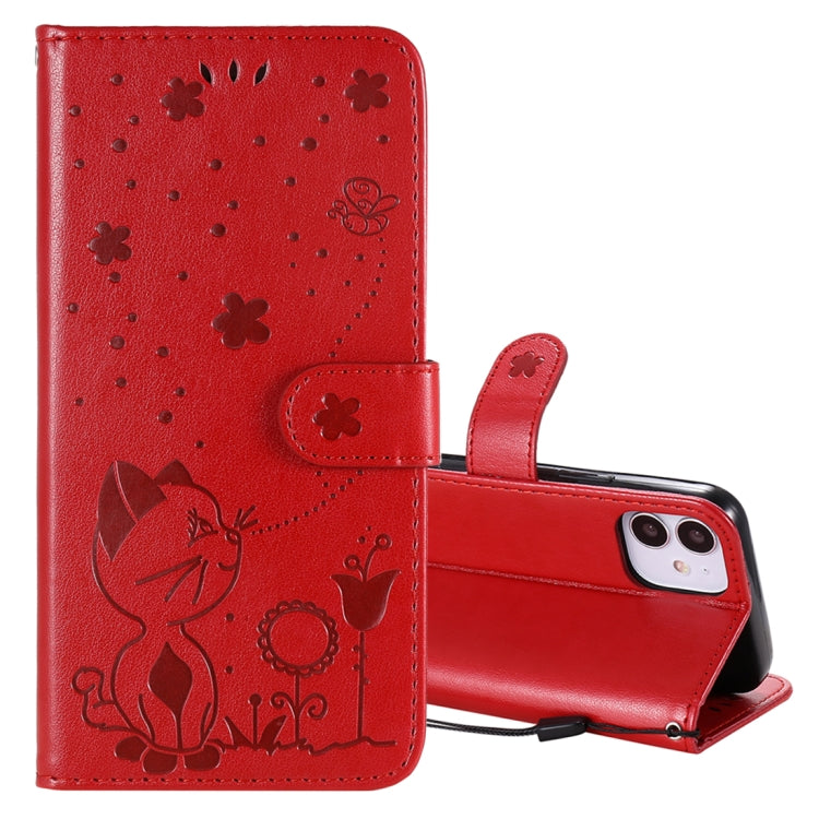 Cat Bee Embossing Pattern Shockproof Horizontal Flip Leather Case with Holder & Card Slots & Wallet, For iPhone 11, For iPhone 11 Pro, For iPhone 11 Pro Max, For iPhone 12 mini