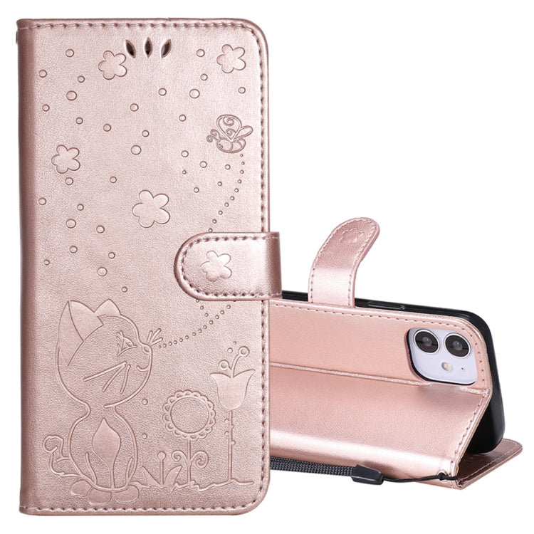 Cat Bee Embossing Pattern Shockproof Horizontal Flip Leather Case with Holder & Card Slots & Wallet, For iPhone 11, For iPhone 11 Pro, For iPhone 11 Pro Max, For iPhone 12 mini