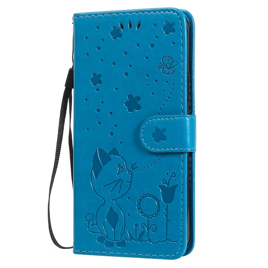 Shockproof horizontal flip wallet case featuring cute bee and cat embossing pattern