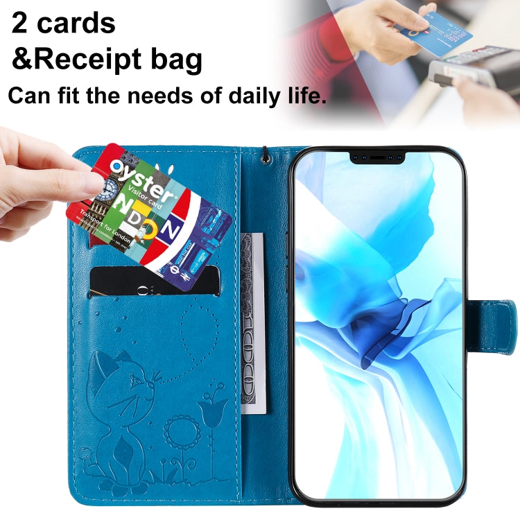 Cat Bee Embossing Pattern Shockproof Horizontal Flip Leather Case with Holder & Card Slots & Wallet, For iPhone 12 / 12 Pro, For iPhone 12 Pro Max, For iPhone X / XS, For iPhone XR