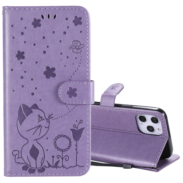 Cat Bee Embossing Pattern Shockproof Horizontal Flip Leather Case with Holder & Card Slots & Wallet, For iPhone 12 / 12 Pro, For iPhone 12 Pro Max, For iPhone X / XS, For iPhone XR