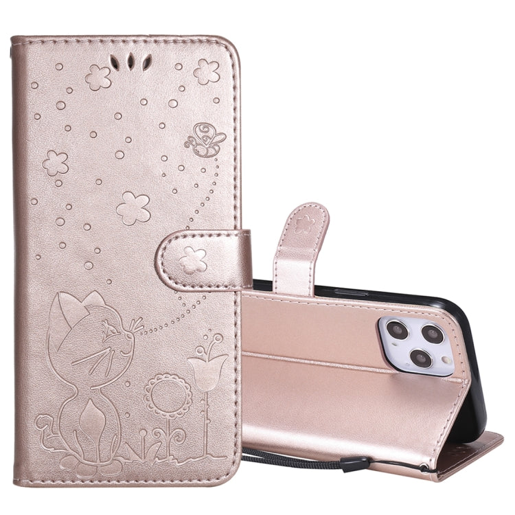 Cat Bee Embossing Pattern Shockproof Horizontal Flip Leather Case with Holder & Card Slots & Wallet, For iPhone 12 / 12 Pro, For iPhone 12 Pro Max, For iPhone X / XS, For iPhone XR