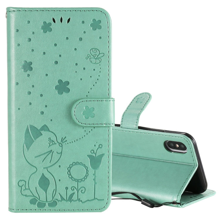 Cat Bee Embossing Pattern Shockproof Horizontal Flip Leather Case with Holder & Card Slots & Wallet, For iPhone 12 / 12 Pro, For iPhone 12 Pro Max, For iPhone X / XS, For iPhone XR