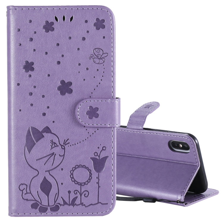 Cat Bee Embossing Pattern Shockproof Horizontal Flip Leather Case with Holder & Card Slots & Wallet, For iPhone 12 / 12 Pro, For iPhone 12 Pro Max, For iPhone X / XS, For iPhone XR