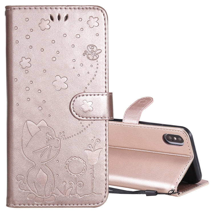 Cat Bee Embossing Pattern Shockproof Horizontal Flip Leather Case with Holder & Card Slots & Wallet, For iPhone 12 / 12 Pro, For iPhone 12 Pro Max, For iPhone X / XS, For iPhone XR