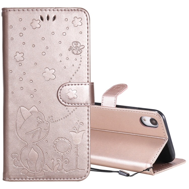 Cat Bee Embossing Pattern Shockproof Horizontal Flip Leather Case with Holder & Card Slots & Wallet, For iPhone 12 / 12 Pro, For iPhone 12 Pro Max, For iPhone X / XS, For iPhone XR