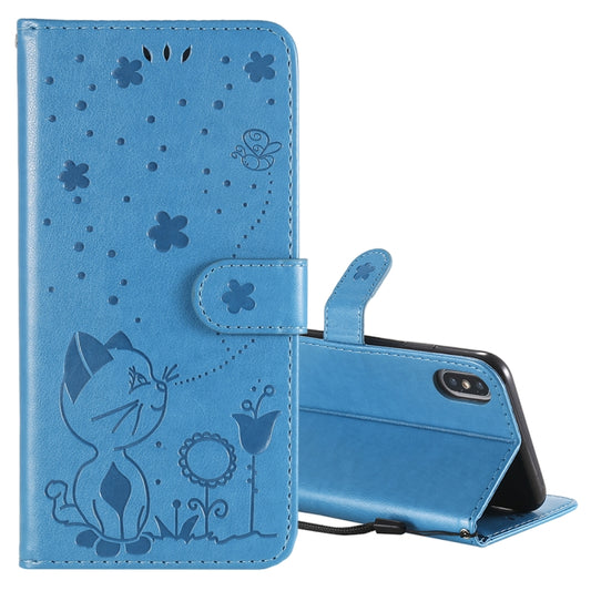 Cat Bee embossed leather flip case for iPhone XS Max with card slots and wallet