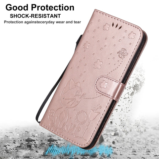 Cat Bee embossing pattern showcased on premium leather case surface