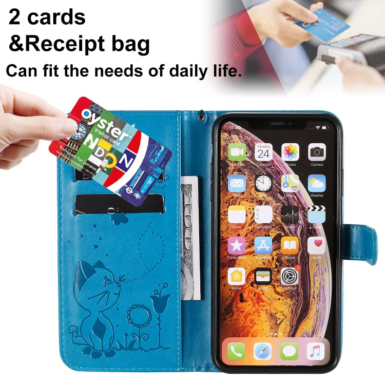 Cat Bee Embossing Pattern Shockproof Horizontal Flip Leather Case with Holder & Card Slots & Wallet, For iPhone XS Max