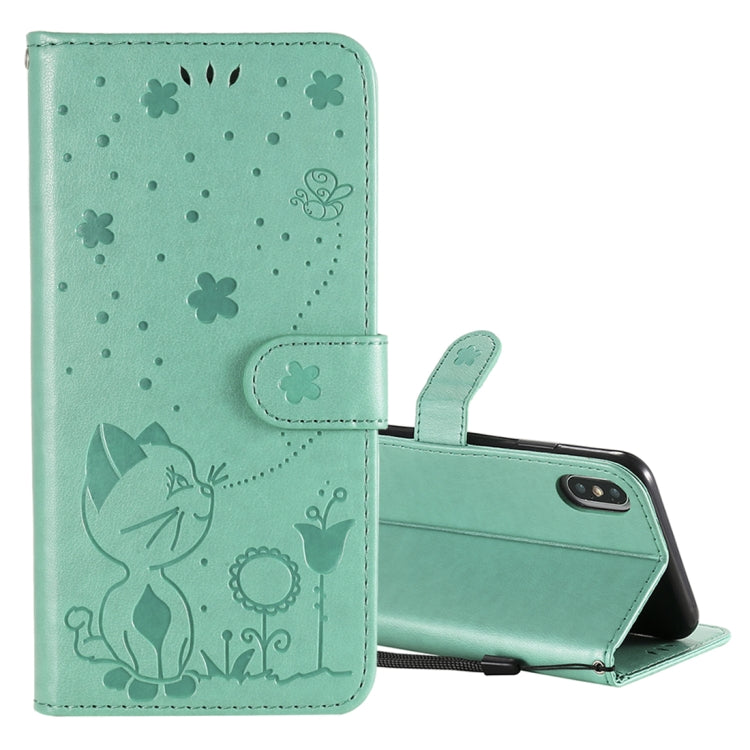 Cat Bee Embossing Pattern Shockproof Horizontal Flip Leather Case with Holder & Card Slots & Wallet, For iPhone XS Max