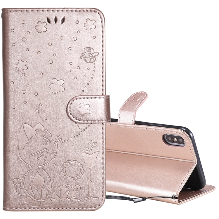 Cat Bee Embossing Pattern Shockproof Horizontal Flip Leather Case with Holder & Card Slots & Wallet, For iPhone XS Max