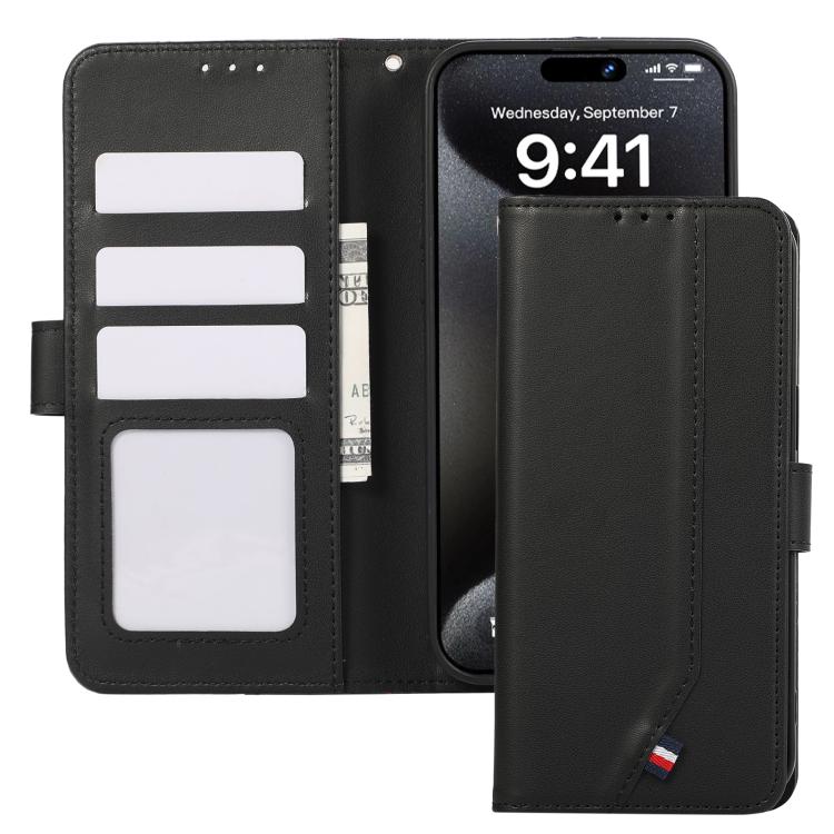 ABEEL Delicate Texture Splicing RFID Leather Phone Case, For iPhone 17 Pro Max, For iPhone 17 Pro, For iPhone 17, For iPhone 17 Air