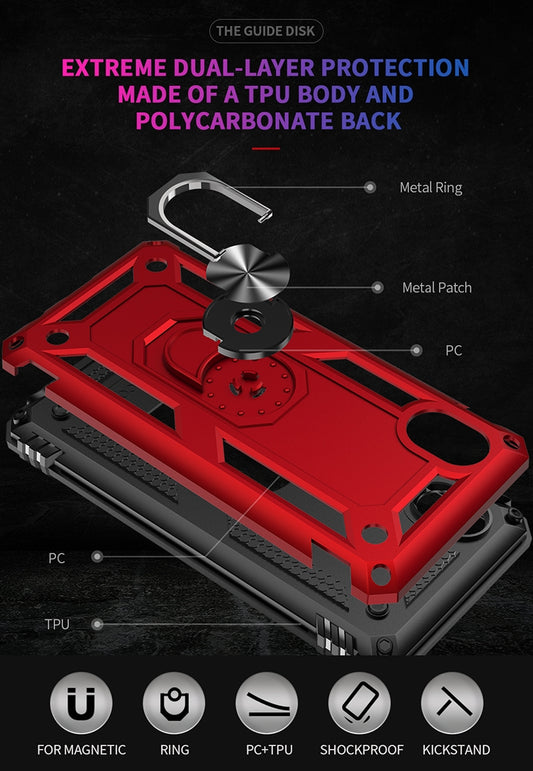 Drop-tested shockproof case design with reinforced corners and rotating holder