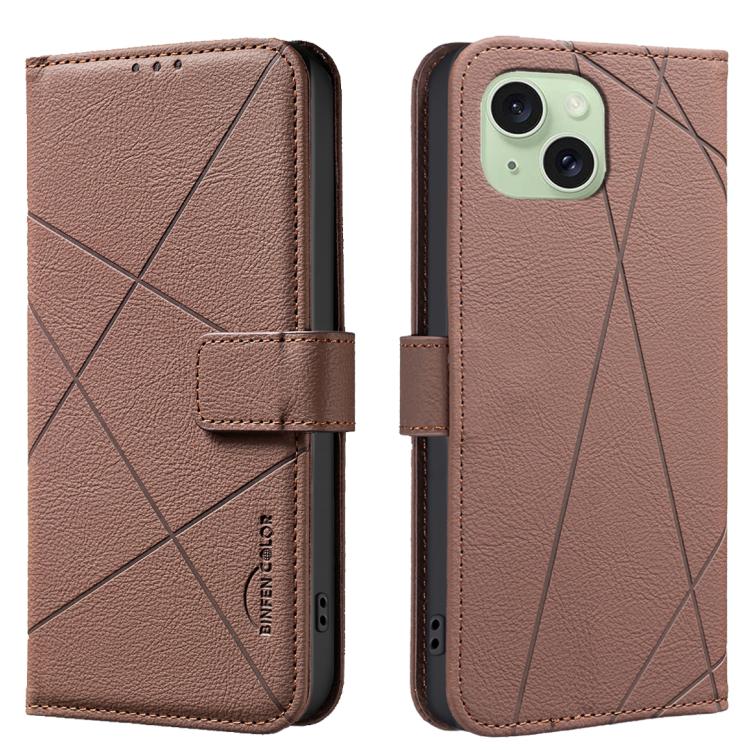 Geometric Pattern RFID Leather Phone Case, For iPhone 16, For iPhone 15 Pro Max, For iPhone 15 Pro, For iPhone 14 Plus / 15 Plus