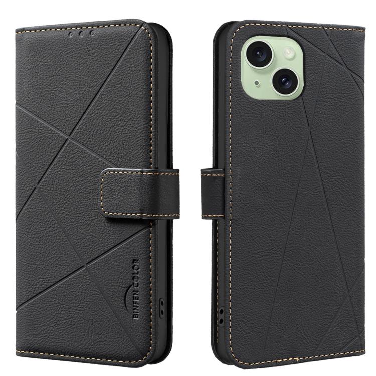 Geometric Pattern RFID Leather Phone Case, For iPhone 16, For iPhone 15 Pro Max, For iPhone 15 Pro, For iPhone 14 Plus / 15 Plus