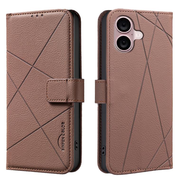 Geometric Pattern RFID Leather Phone Case, For iPhone 16, For iPhone 15 Pro Max, For iPhone 15 Pro, For iPhone 14 Plus / 15 Plus
