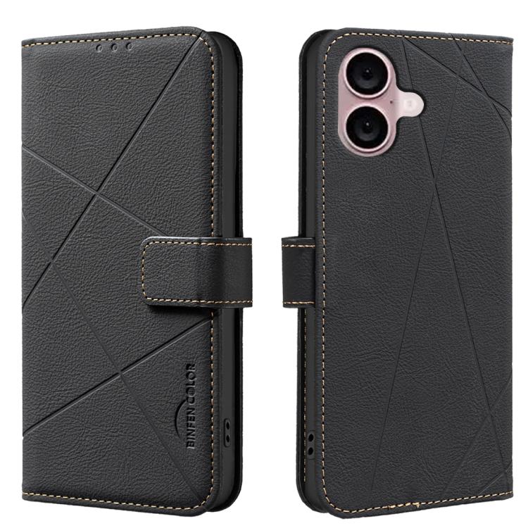 Geometric Pattern RFID Leather Phone Case, For iPhone 16, For iPhone 15 Pro Max, For iPhone 15 Pro, For iPhone 14 Plus / 15 Plus