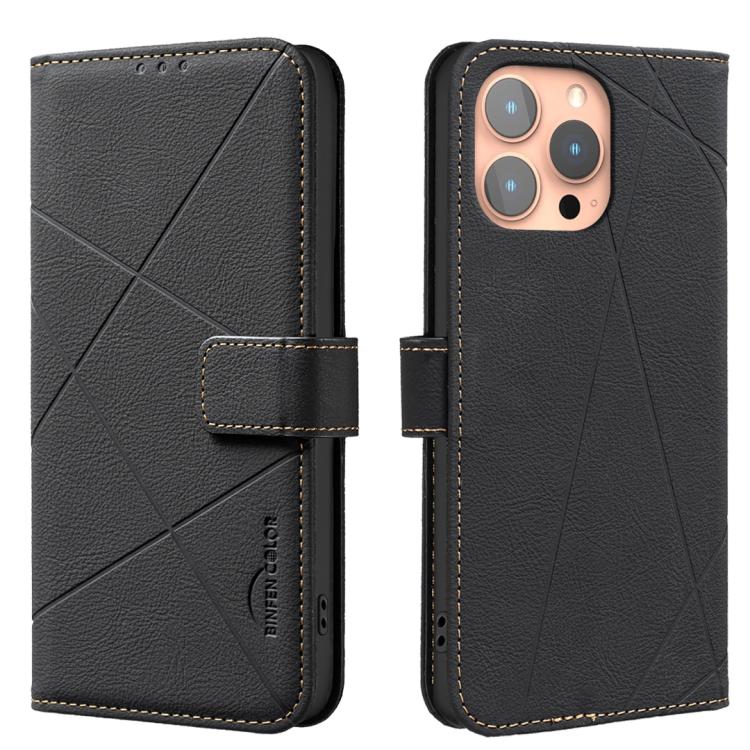 Geometric Pattern RFID Leather Phone Case, For iPhone 16e, For iPhone 16 Pro Max, For iPhone 16 Pro, For iPhone 16 Plus