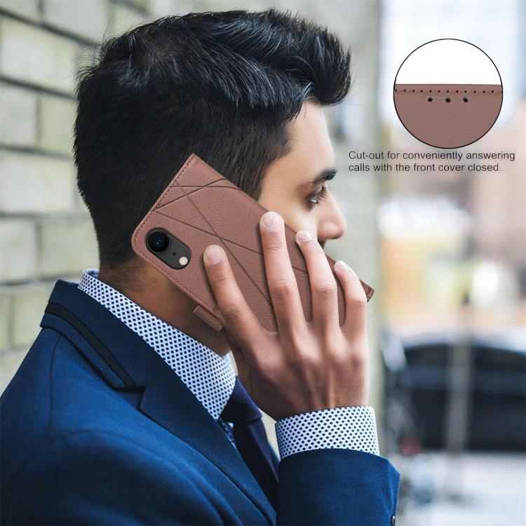 Geometric Pattern RFID Leather Phone Case, For iPhone XR, For iPhone XS Max, For iPhone 6 Plus / 7 Plus / 8 Plus