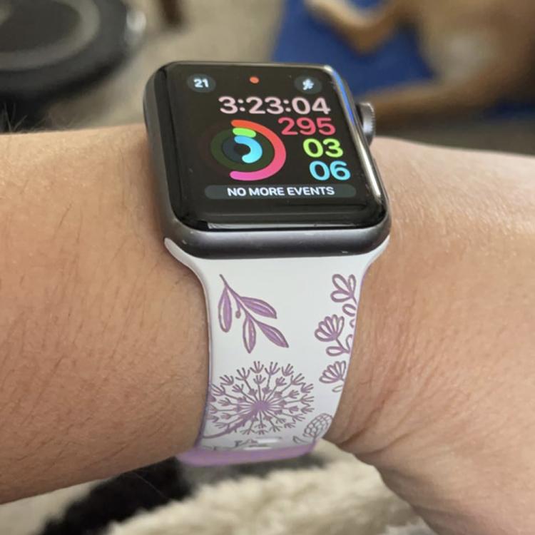 Two Color Dandelion Engraved Silicone Watch Band, For Apple Watch 46mm / 49mm / 45mm / 44mm, For Apple Watch 42mm / 41mm / 40mm / 38mm