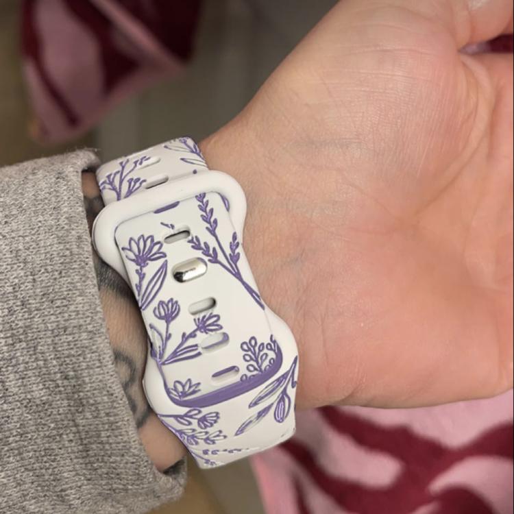 Two Color Dandelion Engraved Silicone Watch Band, For Apple Watch 46mm / 49mm / 45mm / 44mm, For Apple Watch 42mm / 41mm / 40mm / 38mm