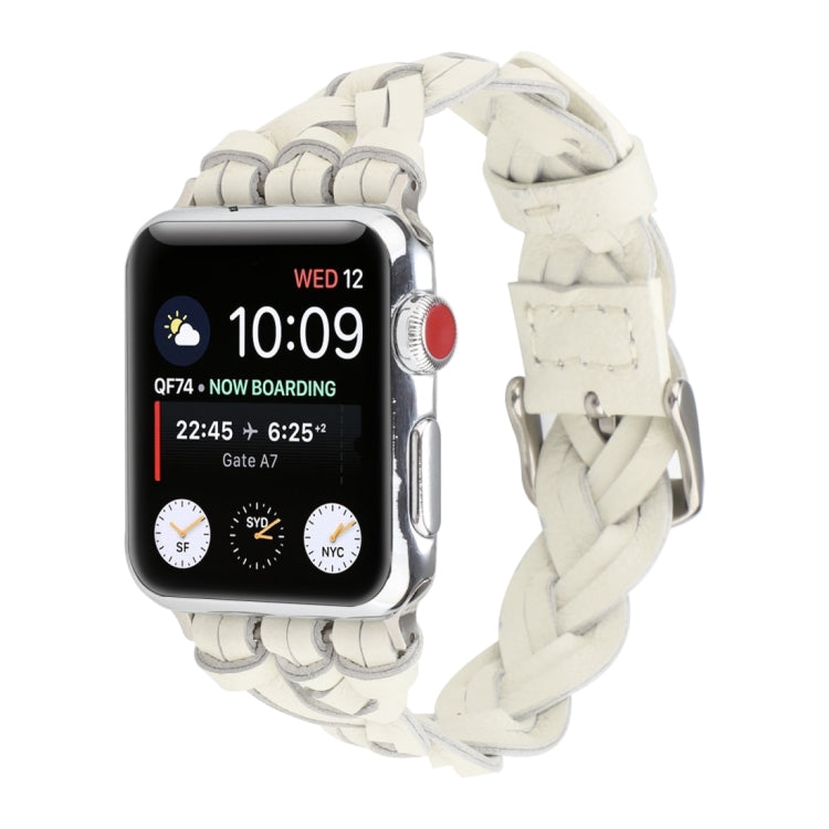 Leather Woven Single Loop Watch Wrist Strap, For Apple Watch Ultra 49mm / Series 8&7 45mm / SE 2&6&SE&5&4 44mm / 3&2&1 42mm, For Apple Watch Series 8&7 41mm / SE 2&6&SE&5&4 40mm / 3&2&1 38mm
