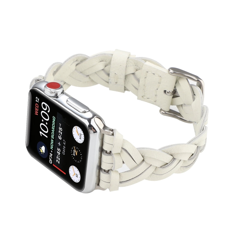 Leather Woven Single Loop Watch Wrist Strap, For Apple Watch Ultra 49mm / Series 8&7 45mm / SE 2&6&SE&5&4 44mm / 3&2&1 42mm, For Apple Watch Series 8&7 41mm / SE 2&6&SE&5&4 40mm / 3&2&1 38mm