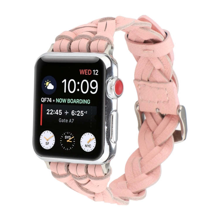 Leather Woven Single Loop Watch Wrist Strap, For Apple Watch Ultra 49mm / Series 8&7 45mm / SE 2&6&SE&5&4 44mm / 3&2&1 42mm, For Apple Watch Series 8&7 41mm / SE 2&6&SE&5&4 40mm / 3&2&1 38mm