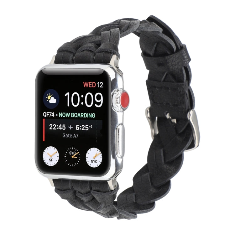 Leather Woven Single Loop Watch Wrist Strap, For Apple Watch Ultra 49mm / Series 8&7 45mm / SE 2&6&SE&5&4 44mm / 3&2&1 42mm, For Apple Watch Series 8&7 41mm / SE 2&6&SE&5&4 40mm / 3&2&1 38mm
