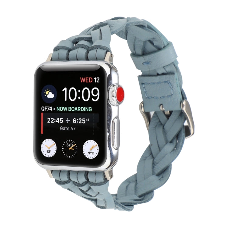Leather Woven Single Loop Watch Wrist Strap, For Apple Watch Ultra 49mm / Series 8&7 45mm / SE 2&6&SE&5&4 44mm / 3&2&1 42mm, For Apple Watch Series 8&7 41mm / SE 2&6&SE&5&4 40mm / 3&2&1 38mm