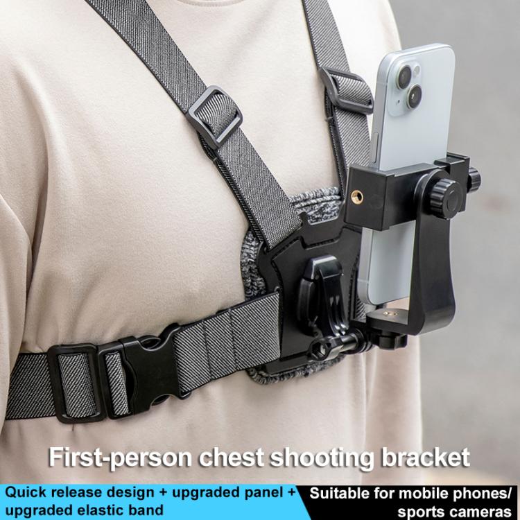 Quick Release Body Mount Belt Chest Strap with Mount & Screw, 3 in 1, 4 in 1, 10 in 1 360 Phone Clamp