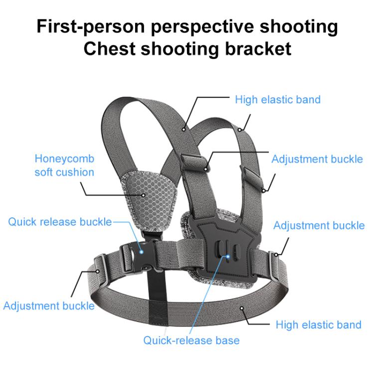 Quick Release Body Mount Belt Chest Strap with Mount & Screw, 3 in 1, 4 in 1, 10 in 1 360 Phone Clamp