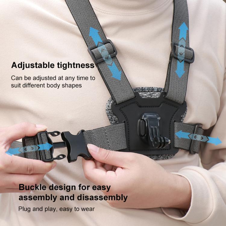 Quick Release Body Mount Belt Chest Strap with Mount & Screw, 3 in 1, 4 in 1, 10 in 1 360 Phone Clamp