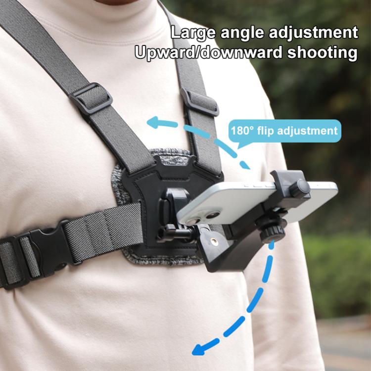 Quick Release Body Mount Belt Chest Strap with Mount & Screw, 3 in 1, 4 in 1, 10 in 1 360 Phone Clamp