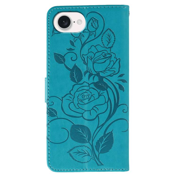 Rose Butterfly Embossed Leather Phone Case, For iPhone 16e