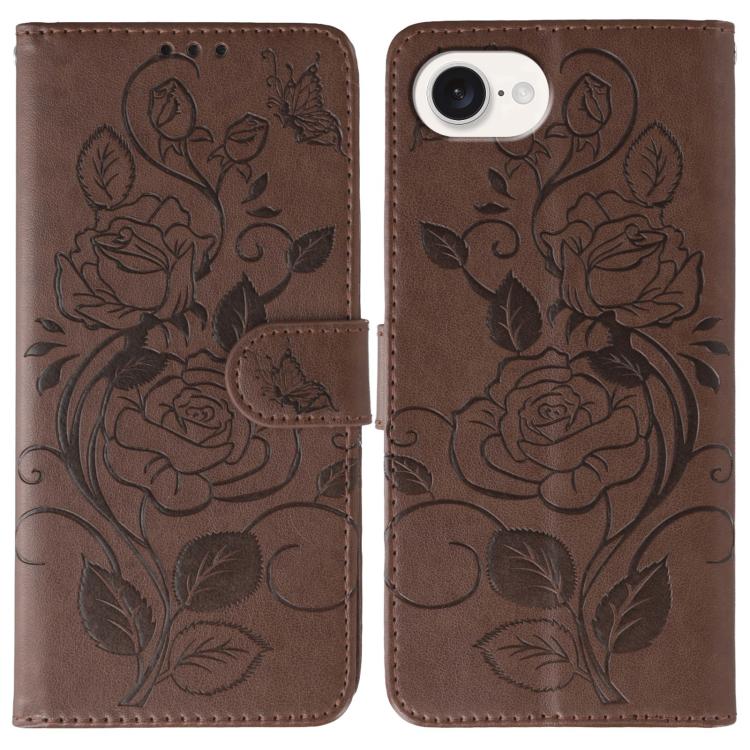 Rose Butterfly Embossed Leather Phone Case, For iPhone 16e