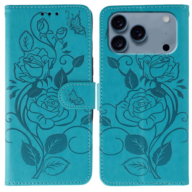 Rose Butterfly Embossed Leather Phone Case, For iPhone 17 Pro Max, For iPhone 17 Pro, For iPhone 17, For iPhone 17 Air