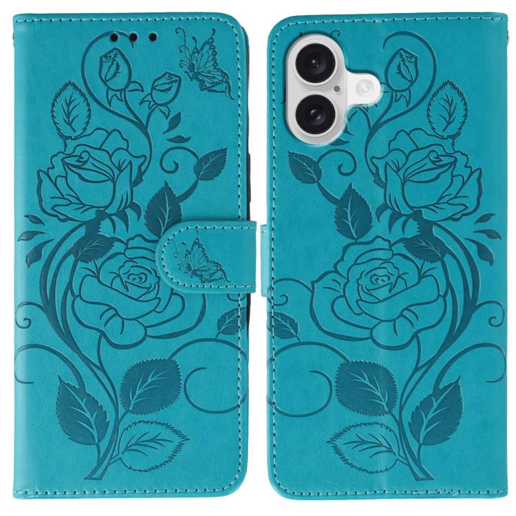 Rose Butterfly Embossed Leather Phone Case, For iPhone 17 Pro Max, For iPhone 17 Pro, For iPhone 17, For iPhone 17 Air