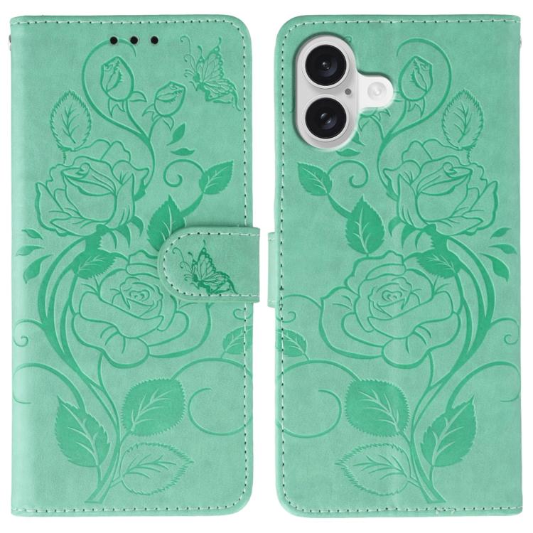 Rose Butterfly Embossed Leather Phone Case, For iPhone 17 Pro Max, For iPhone 17 Pro, For iPhone 17, For iPhone 17 Air