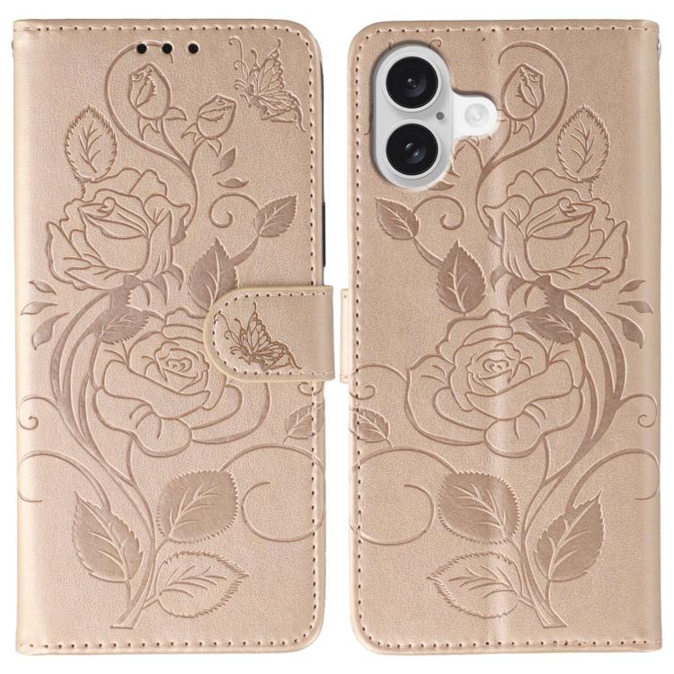 Rose Butterfly Embossed Leather Phone Case, For iPhone 17 Pro Max, For iPhone 17 Pro, For iPhone 17, For iPhone 17 Air