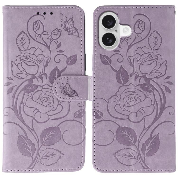 Rose Butterfly Embossed Leather Phone Case, For iPhone 17 Pro Max, For iPhone 17 Pro, For iPhone 17, For iPhone 17 Air