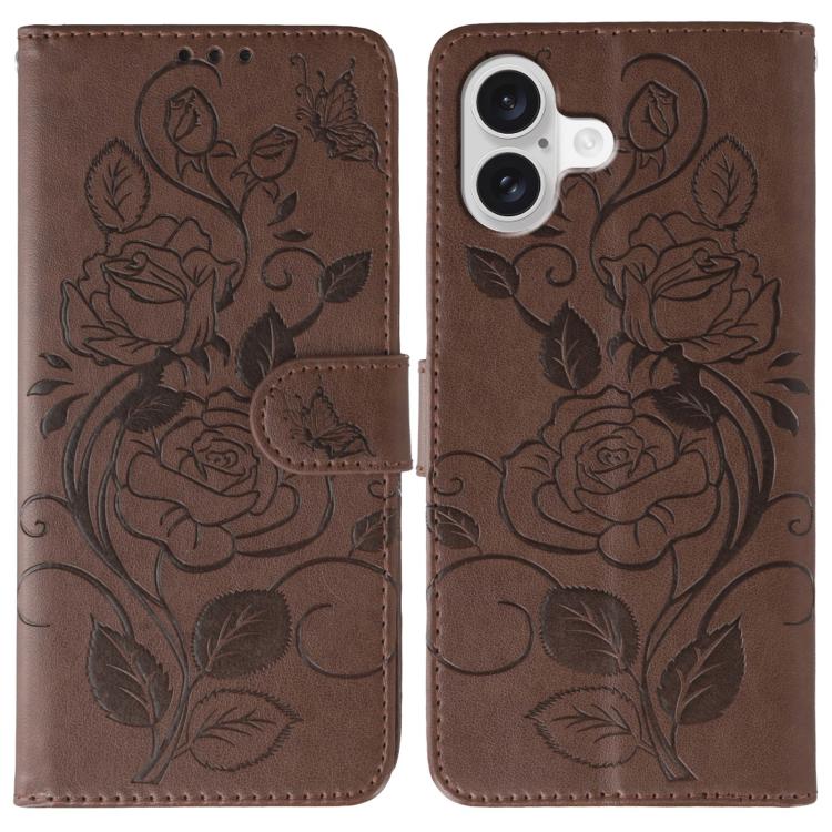 Rose Butterfly Embossed Leather Phone Case, For iPhone 17 Pro Max, For iPhone 17 Pro, For iPhone 17, For iPhone 17 Air