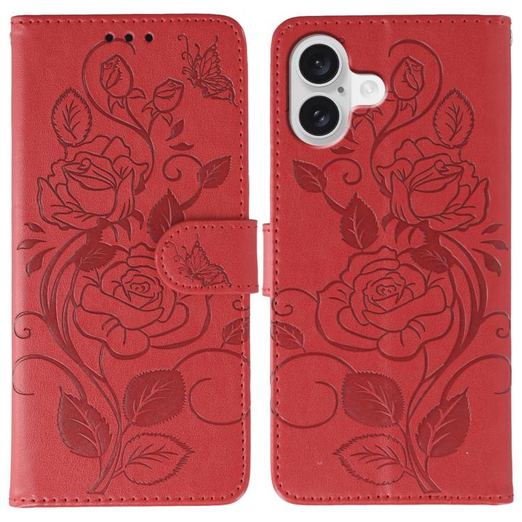 Rose Butterfly Embossed Leather Phone Case, For iPhone 17 Pro Max, For iPhone 17 Pro, For iPhone 17, For iPhone 17 Air