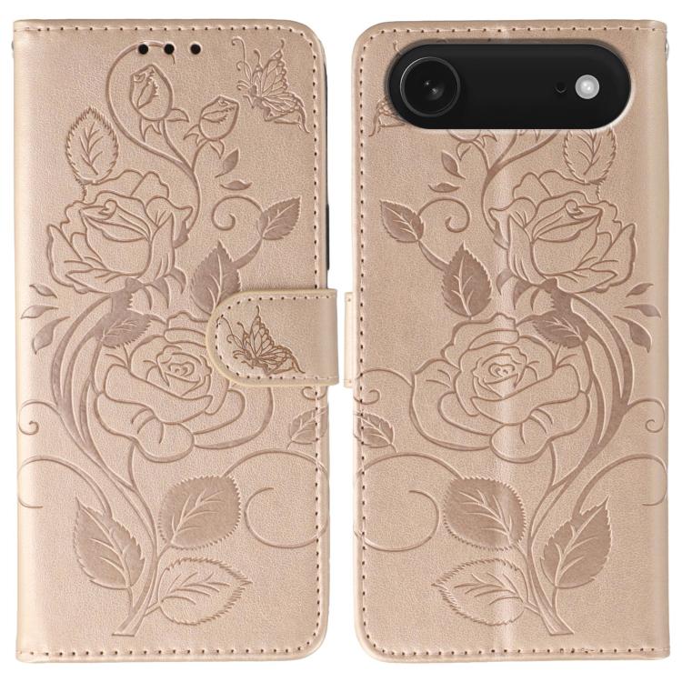 Rose Butterfly Embossed Leather Phone Case, For iPhone 17 Pro Max, For iPhone 17 Pro, For iPhone 17, For iPhone 17 Air
