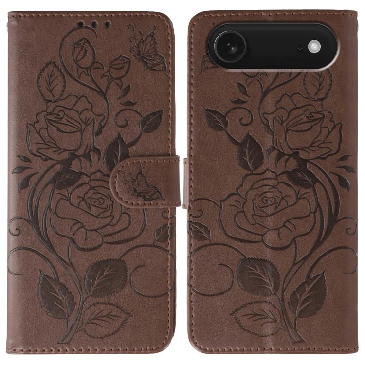 Rose Butterfly Embossed Leather Phone Case, For iPhone 17 Pro Max, For iPhone 17 Pro, For iPhone 17, For iPhone 17 Air