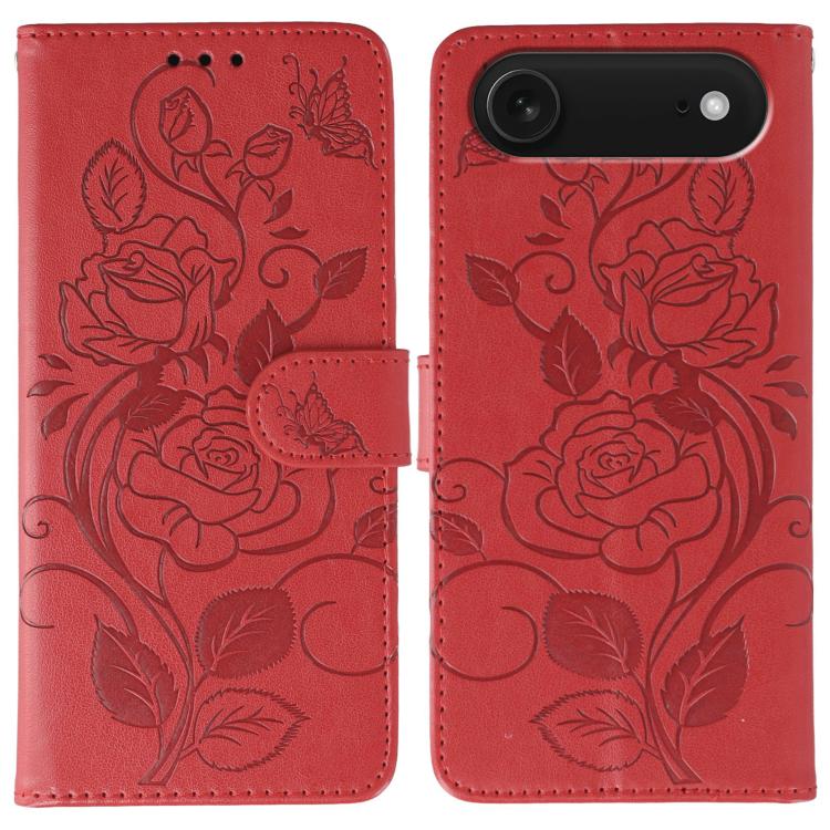 Rose Butterfly Embossed Leather Phone Case, For iPhone 17 Pro Max, For iPhone 17 Pro, For iPhone 17, For iPhone 17 Air