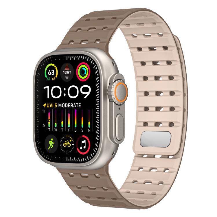 Two-Tone Breathable Magnetic Silicone Watch Band, For Apple Watch 46mm / 49mm / 45mm / 44mm, For Apple Watch 42mm / 41mm / 40mm / 38mm