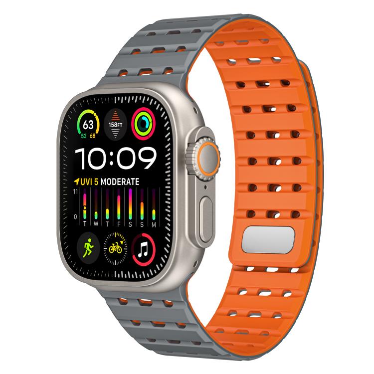 Two-Tone Breathable Magnetic Silicone Watch Band, For Apple Watch 46mm / 49mm / 45mm / 44mm, For Apple Watch 42mm / 41mm / 40mm / 38mm