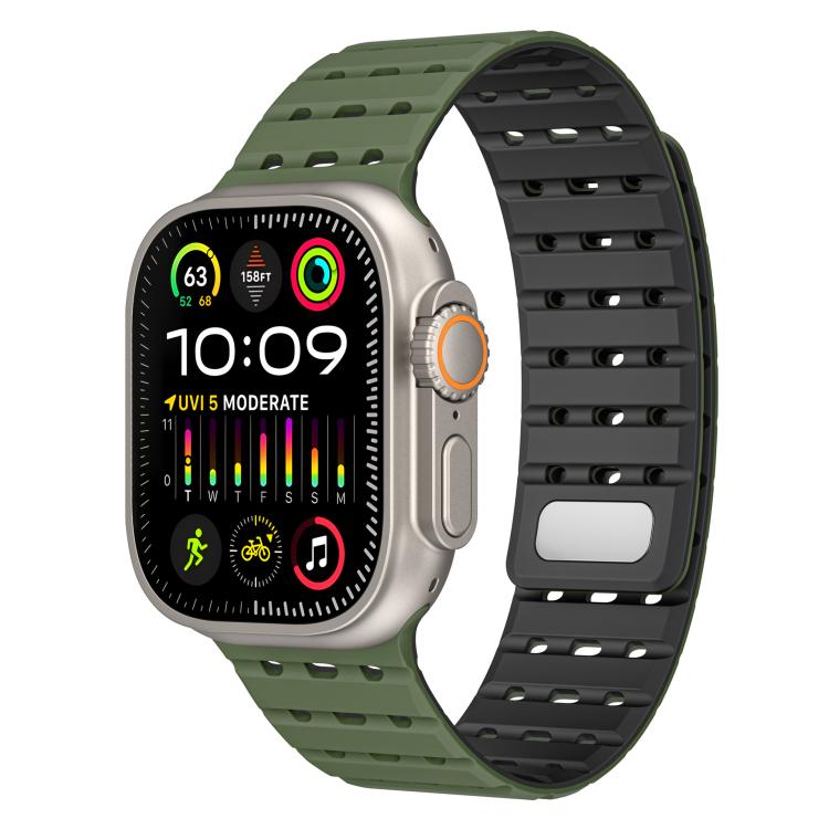 Two-Tone Breathable Magnetic Silicone Watch Band, For Apple Watch 46mm / 49mm / 45mm / 44mm, For Apple Watch 42mm / 41mm / 40mm / 38mm