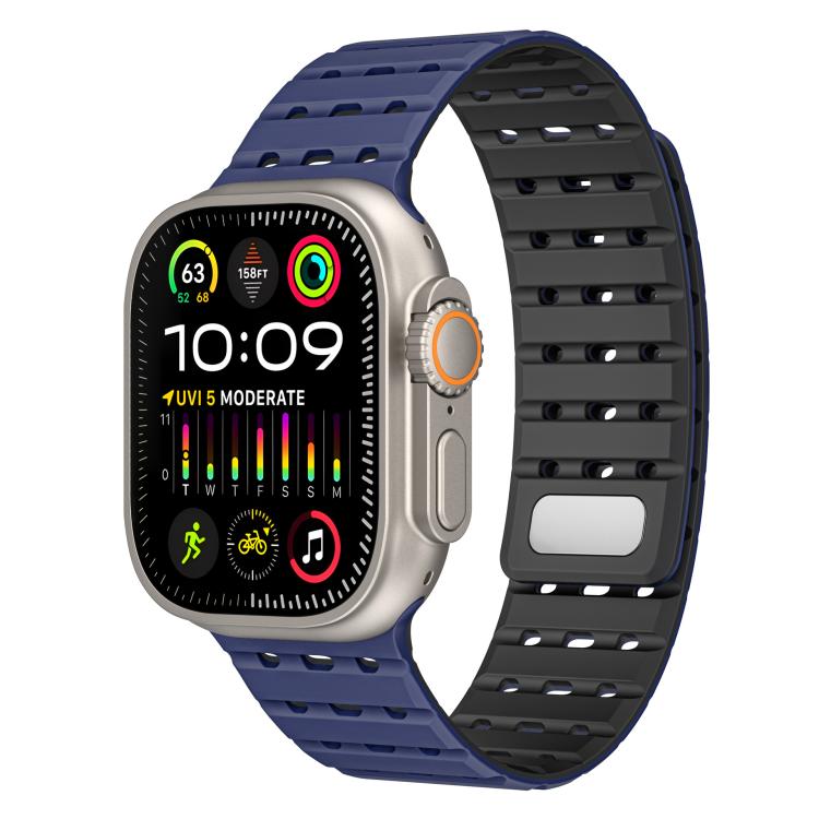 Two-Tone Breathable Magnetic Silicone Watch Band, For Apple Watch 46mm / 49mm / 45mm / 44mm, For Apple Watch 42mm / 41mm / 40mm / 38mm